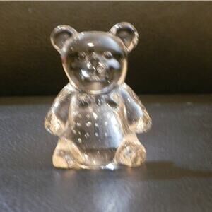 Glass Bear Paperweight -Desk Decor, Sculpture, Figurine, Transparent & Whimsical